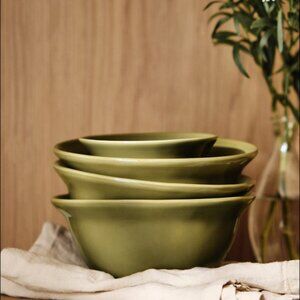 NEW Set of 4 Reeves Portuguese Stoneware Cereal Bowls, Olive - By Anthropologie